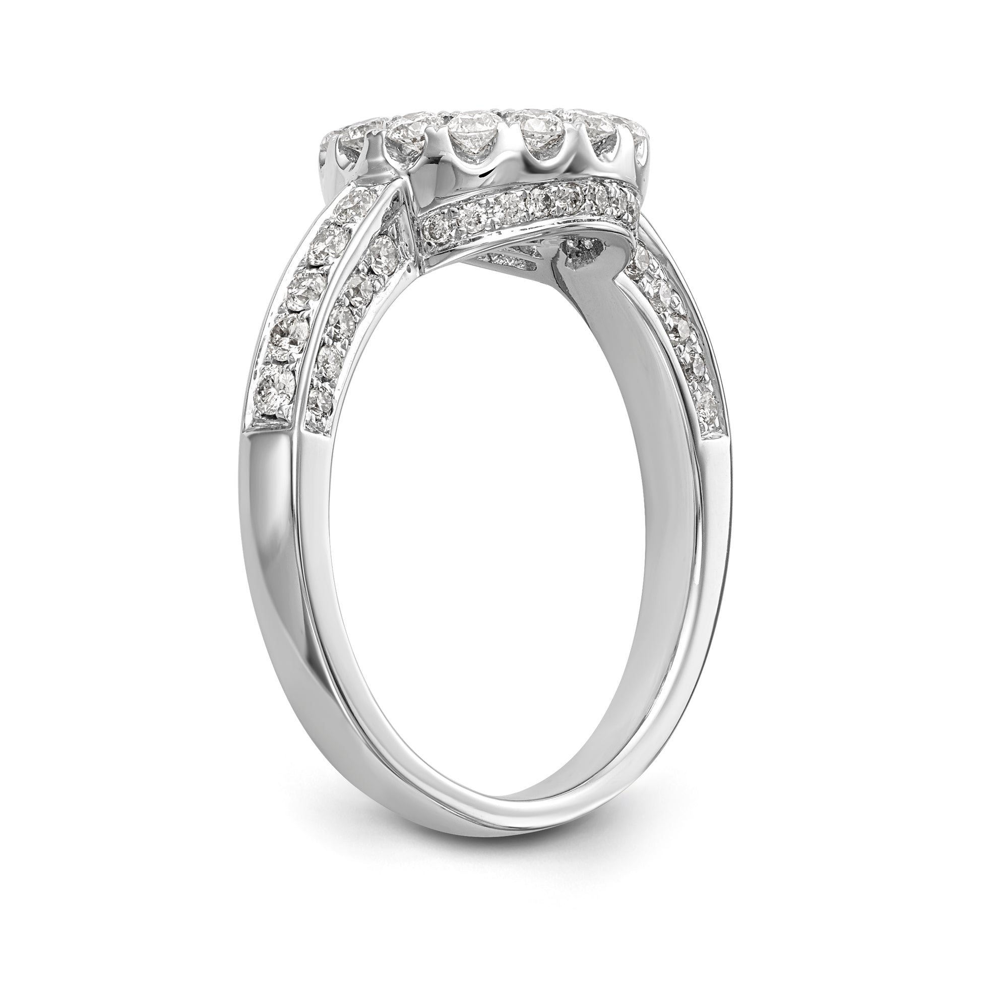 14KW Peg Set Simulated Diamond Round Halo Engagement Ring