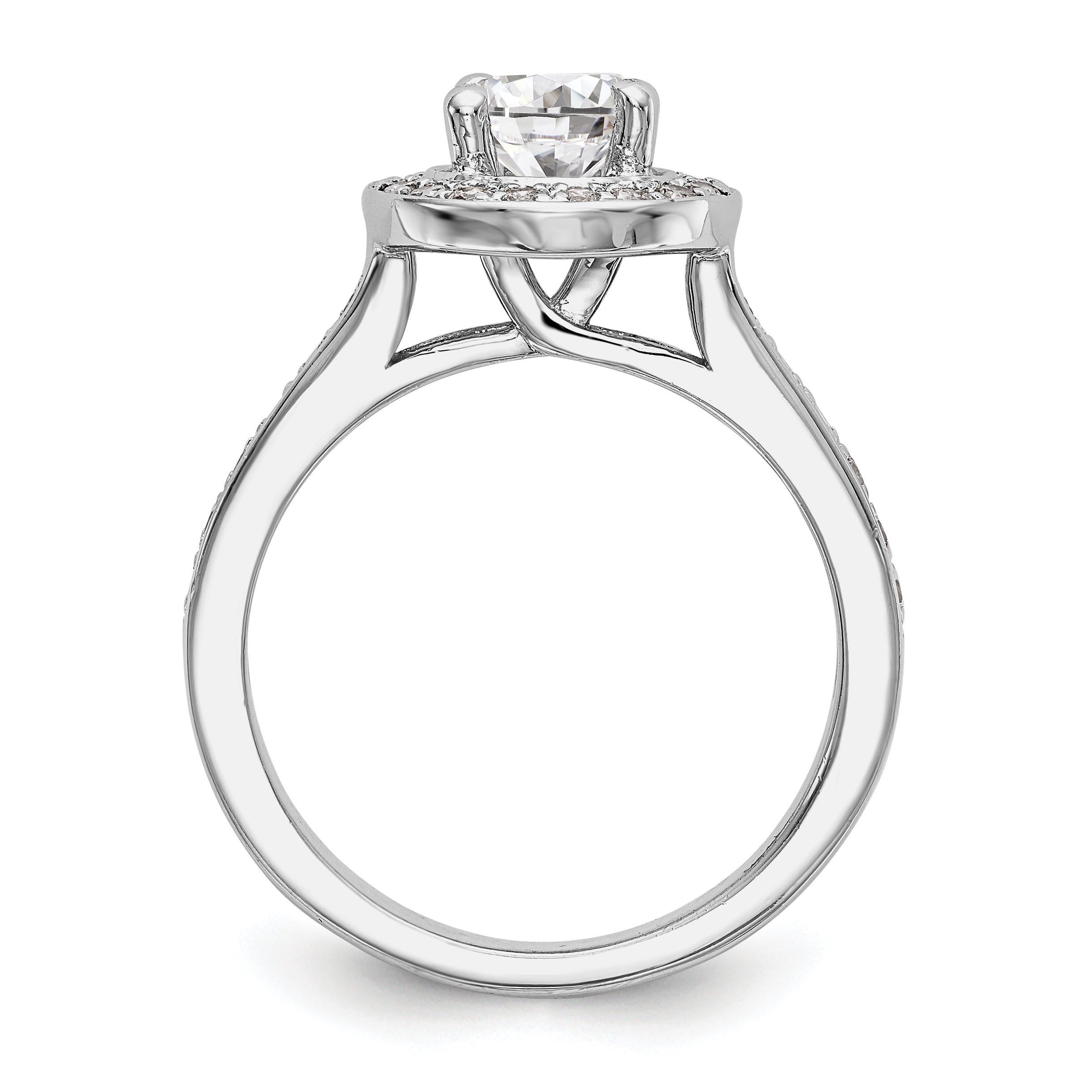 14K White Gold Round Simulated Diamond Halo Engagement Ring