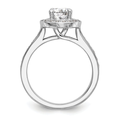 14K White Gold Round Simulated Diamond Halo Engagement Ring
