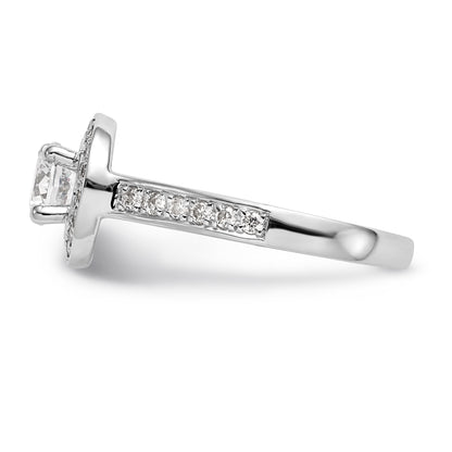 14K White Gold Round Simulated Diamond Halo Engagement Ring