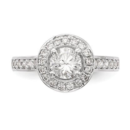14K White Gold Round Simulated Diamond Halo Engagement Ring