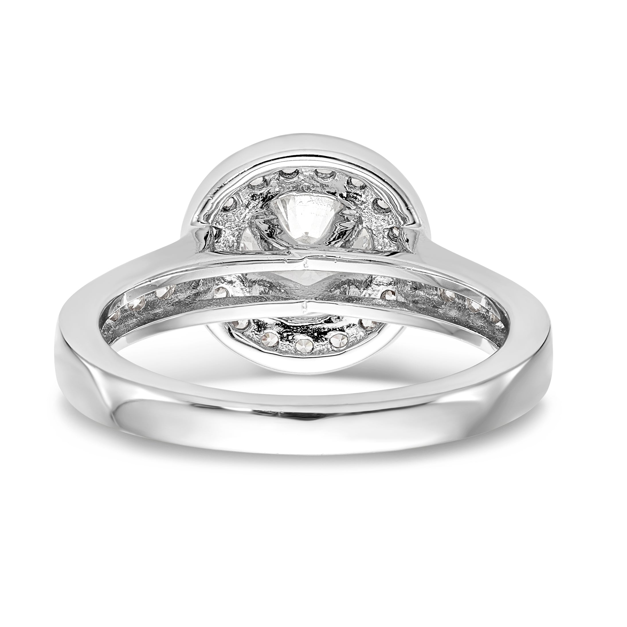 14K White Gold Round Simulated Diamond Halo Engagement Ring