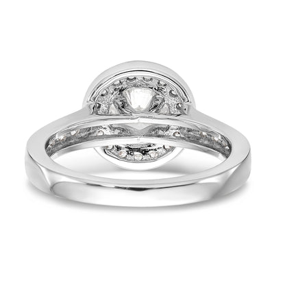 14K White Gold Round Simulated Diamond Halo Engagement Ring