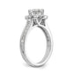14K White Gold Round Simulated Diamond Halo Engagement Ring