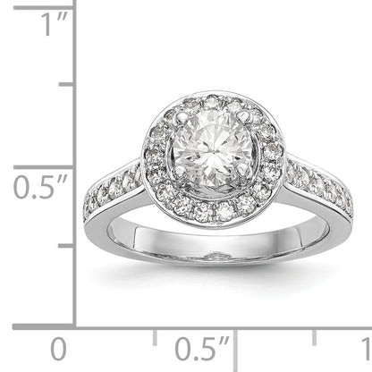 14K White Gold Round Simulated Diamond Halo Engagement Ring