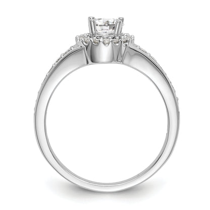 14K White Gold Round Simulated Diamond Halo Engagement Ring