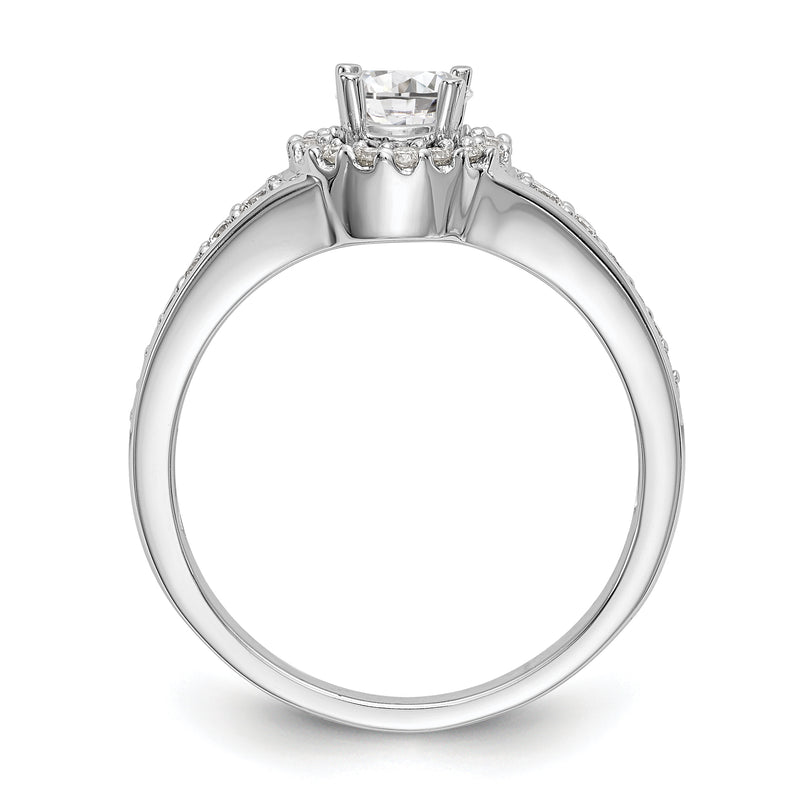 14K White Gold Round Simulated Diamond Halo Engagement Ring