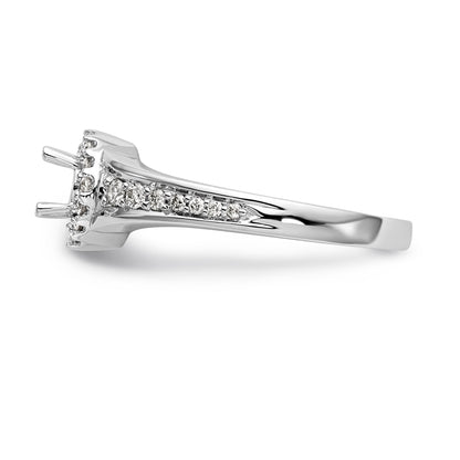 14K White Gold Round Simulated Diamond Halo Engagement Ring