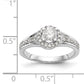 14K White Gold Round Simulated Diamond Halo Engagement Ring