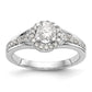 14K White Gold Round Simulated Diamond Halo Engagement Ring