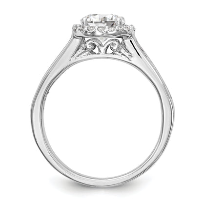 14K White Gold Round Simulated Diamond Halo Engagement Ring