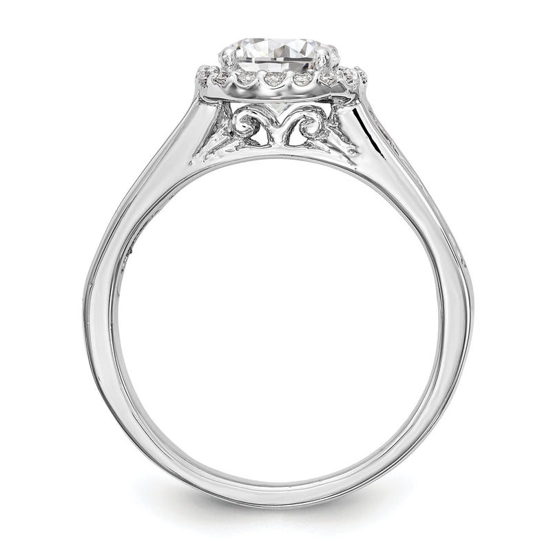 14K White Gold Round Simulated Diamond Halo Engagement Ring