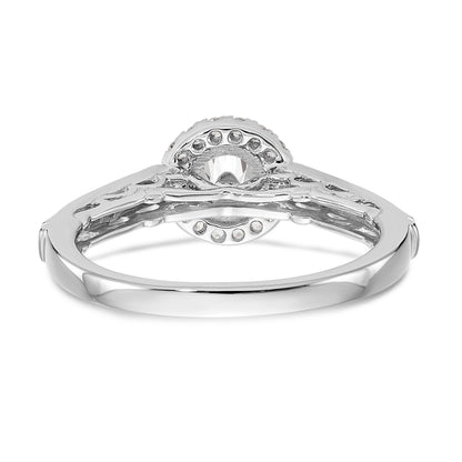 14K White Gold Round Simulated Diamond Halo Engagement Ring