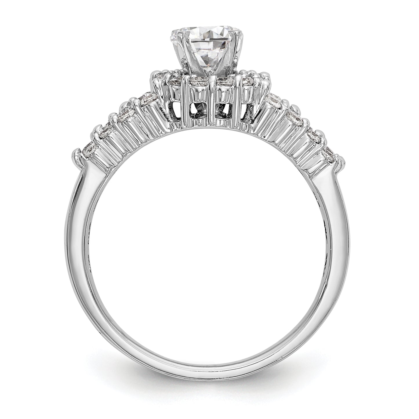 14K White Gold Round Simulated Diamond Halo Engagement Ring