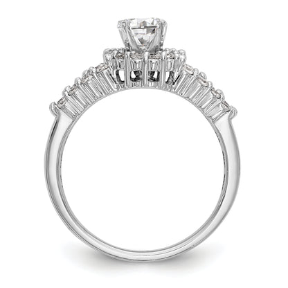 14K White Gold Round Simulated Diamond Halo Engagement Ring