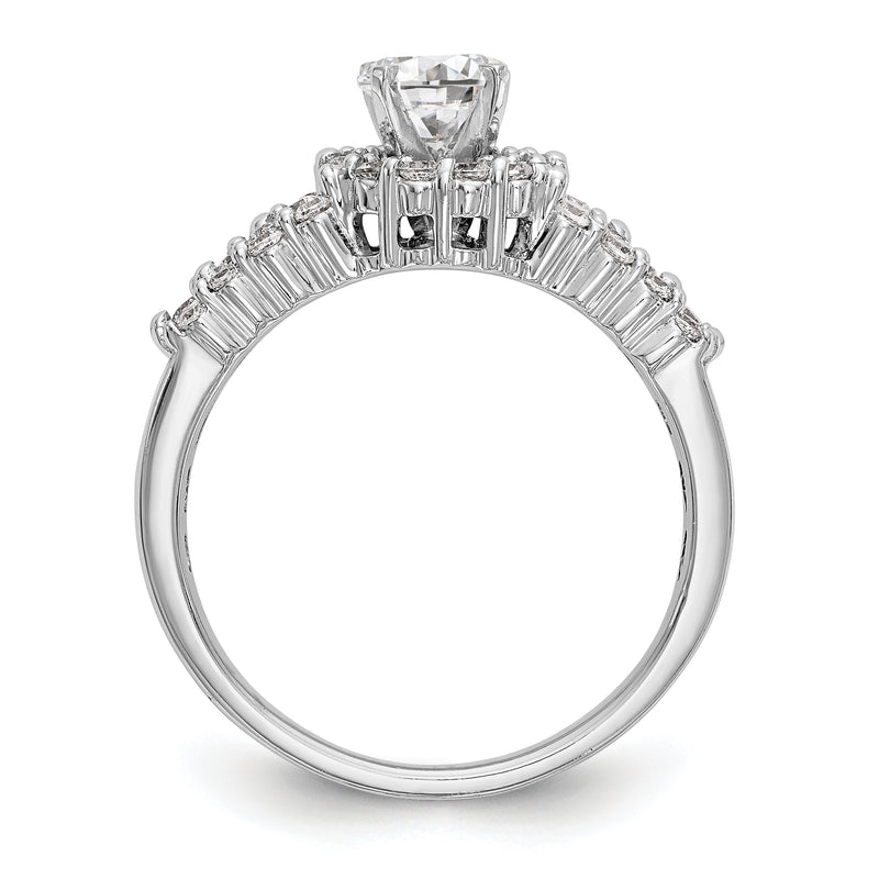 14K White Gold Round Simulated Diamond Halo Engagement Ring