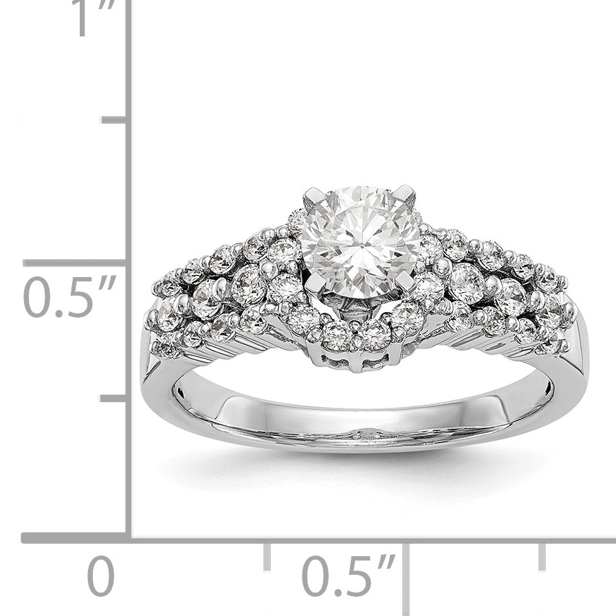 14K White Gold Round Simulated Diamond Halo Engagement Ring
