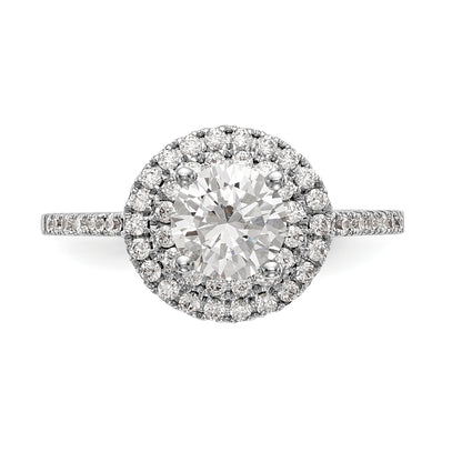 14KW Round Simulated Diamond Double Halo Engagement Ring