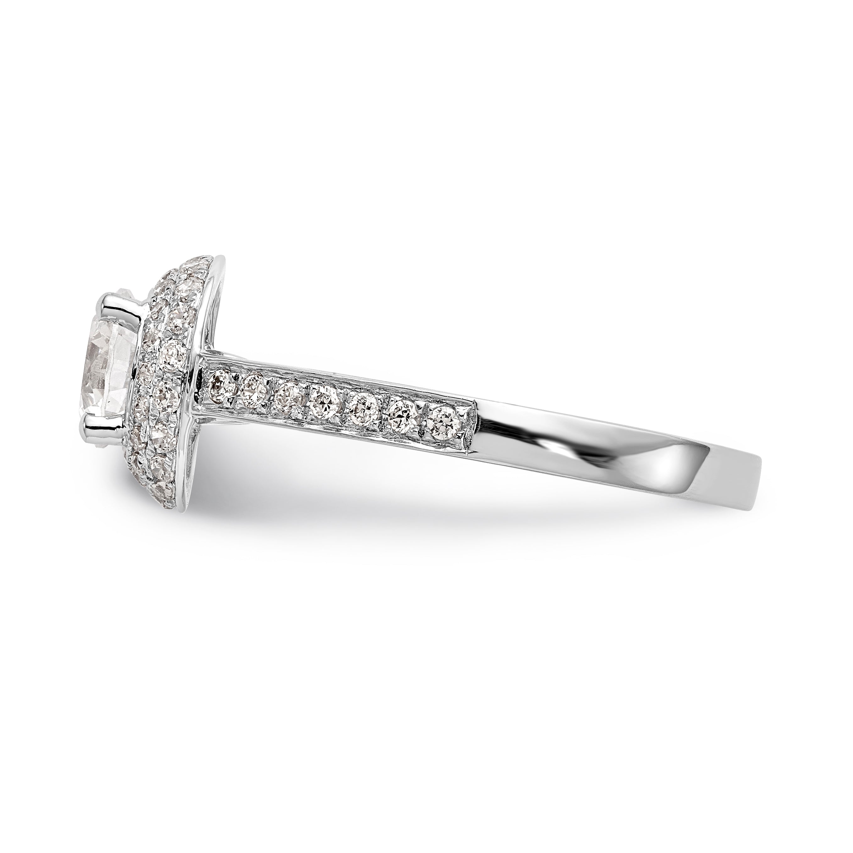 14KW Round Simulated Diamond Double Halo Engagement Ring