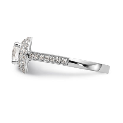 14KW Round Simulated Diamond Double Halo Engagement Ring