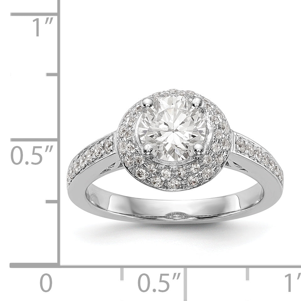 14KW Round Simulated Diamond Double Halo Engagement Ring