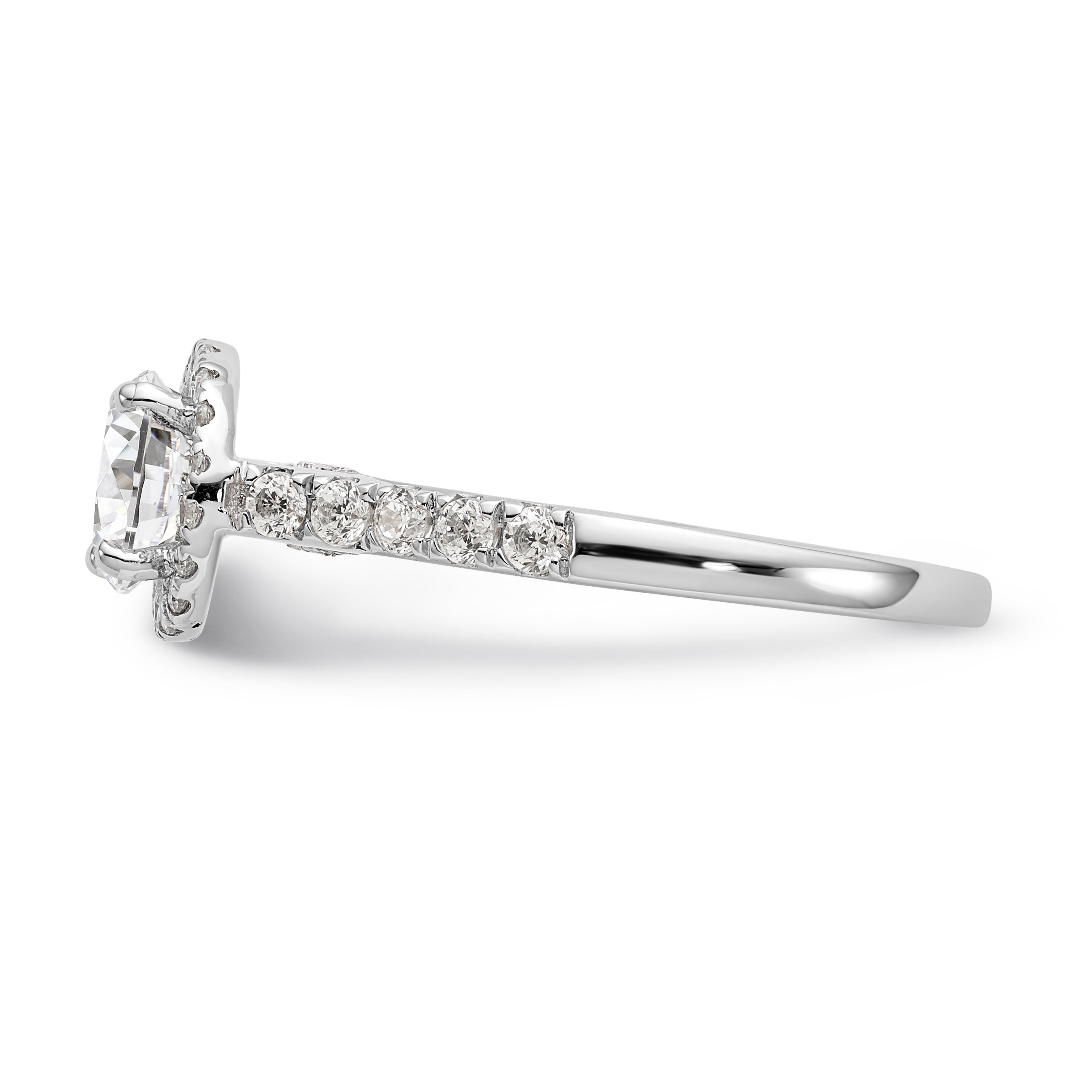 14K White Gold Round Simulated Diamond Halo Engagement Ring