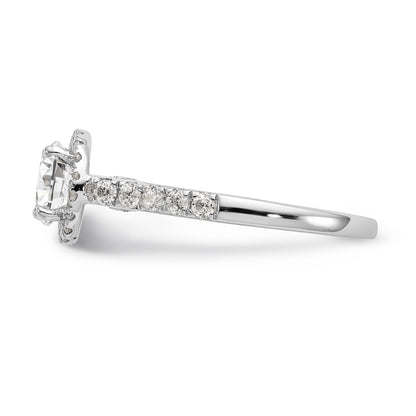 14K White Gold Round Simulated Diamond Halo Engagement Ring