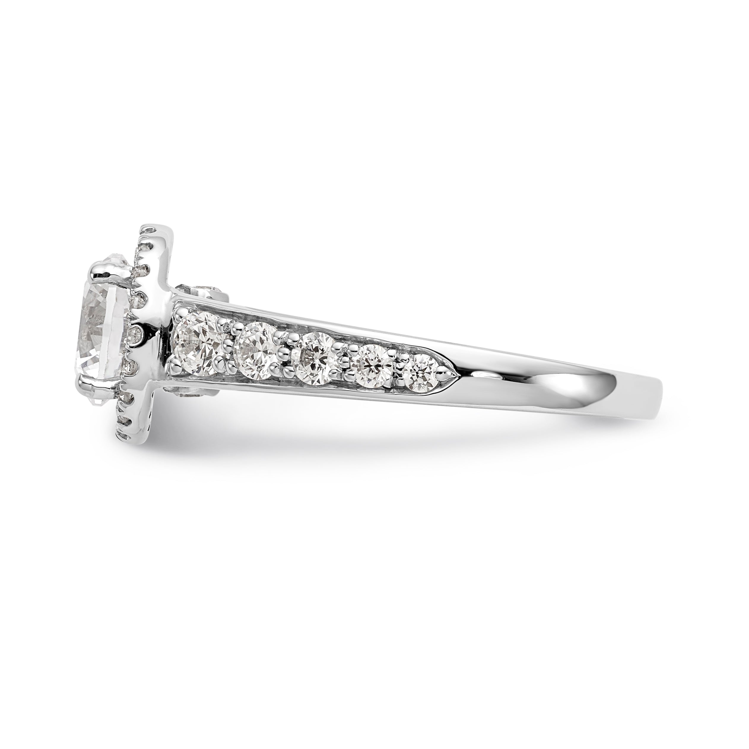 14K White Gold Round Simulated Diamond Halo Engagement Ring