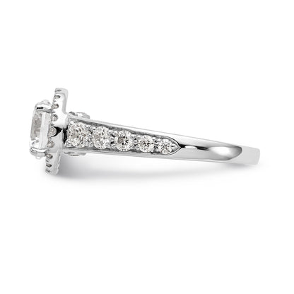 14K White Gold Round Simulated Diamond Halo Engagement Ring