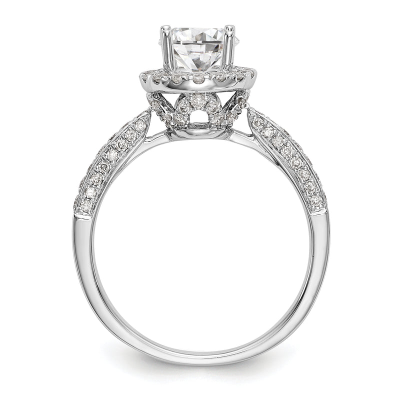 14K White Gold Round Simulated Diamond Halo Engagement Ring