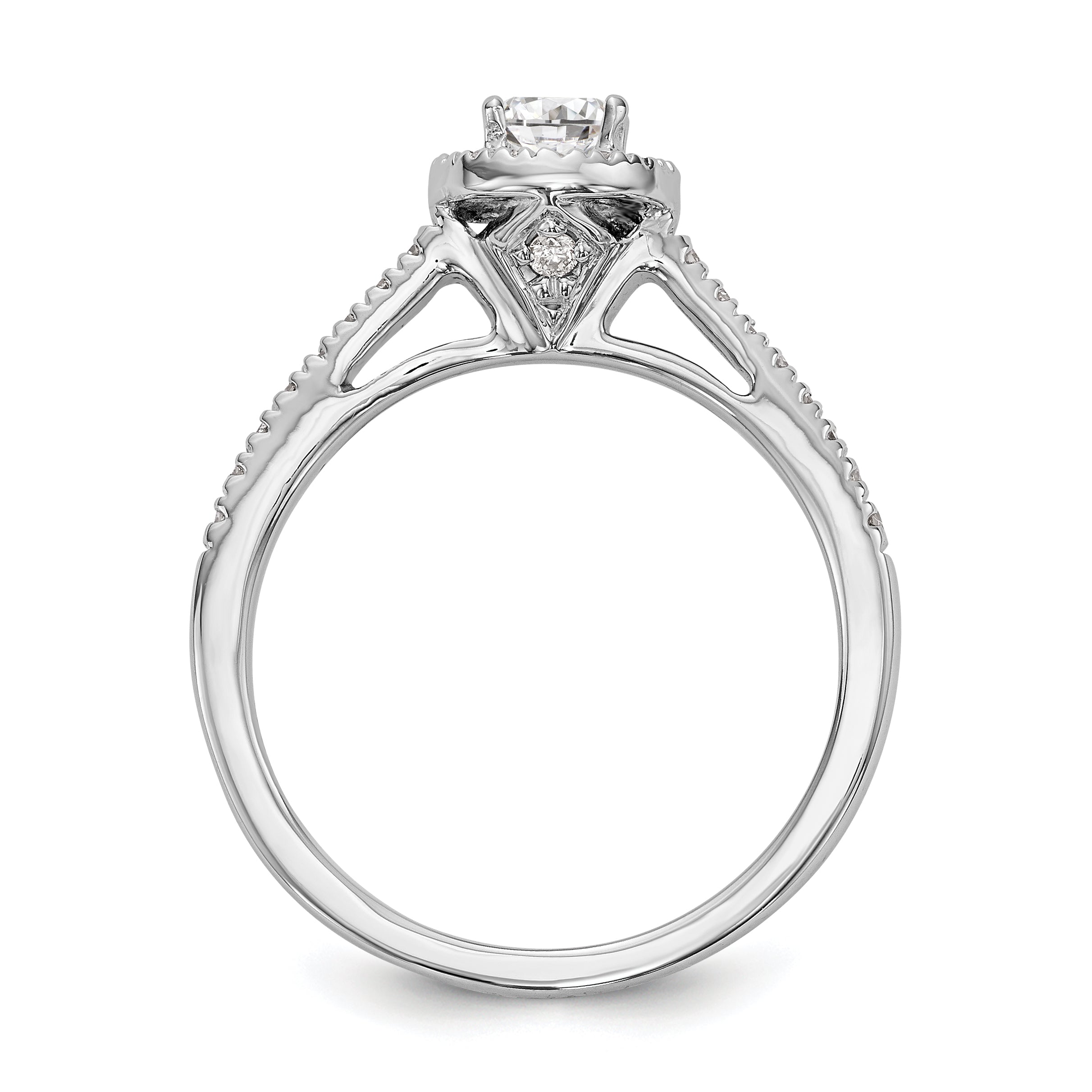 14K White Gold Round Simulated Diamond Halo Engagement Ring
