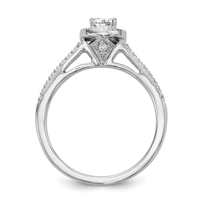 14K White Gold Round Simulated Diamond Halo Engagement Ring