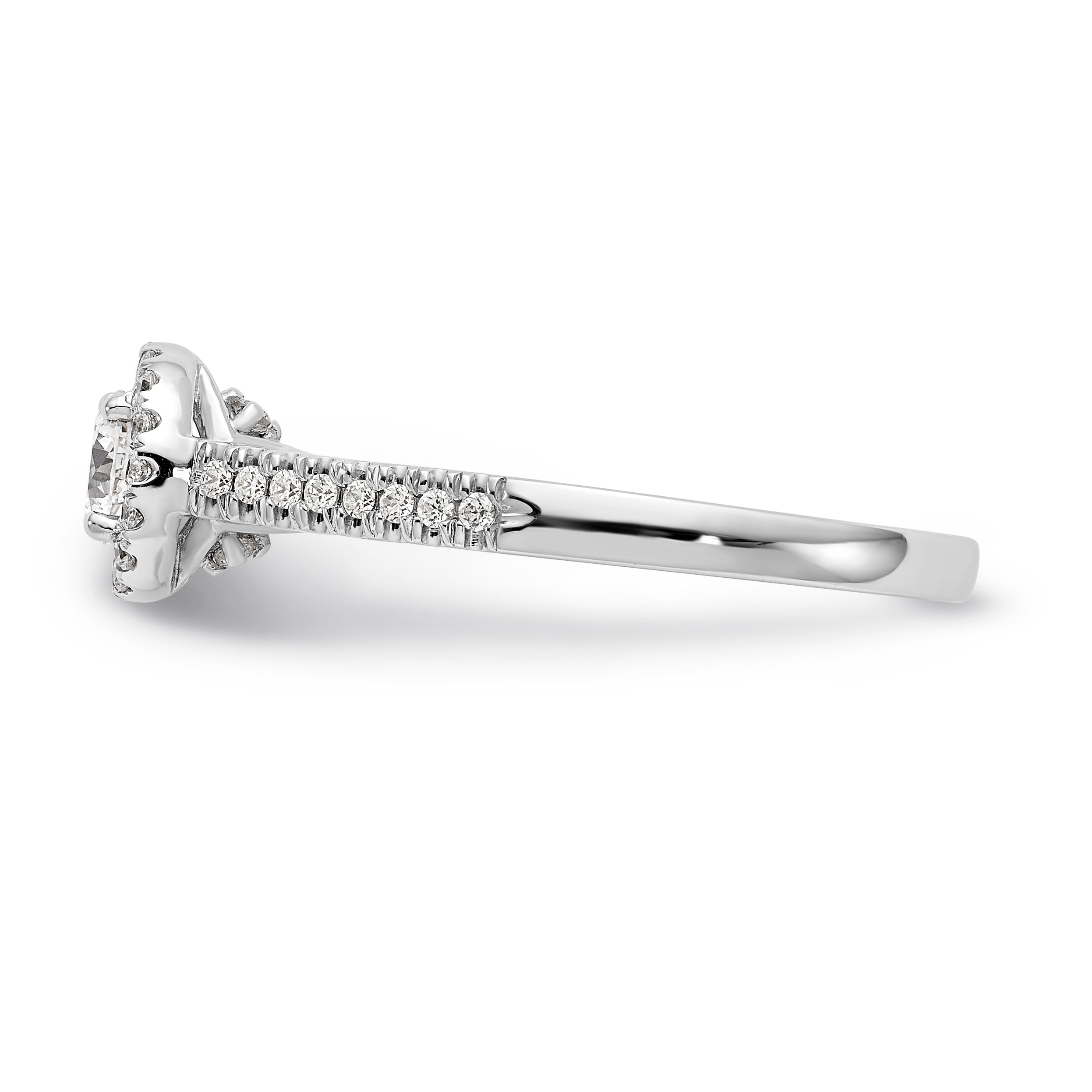 14K White Gold Round Simulated Diamond Halo Engagement Ring