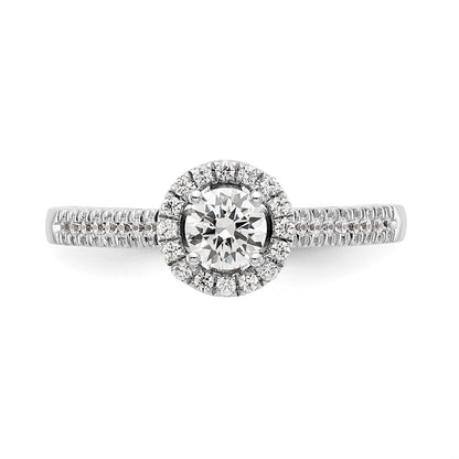 14K White Gold Round Simulated Diamond Halo Engagement Ring