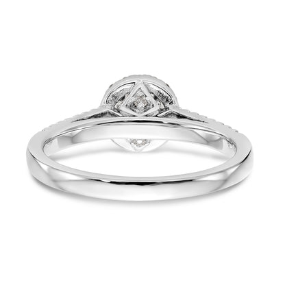14K White Gold Round Simulated Diamond Halo Engagement Ring