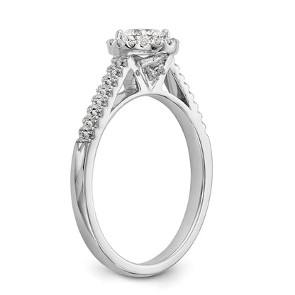 14K White Gold Round Simulated Diamond Halo Engagement Ring