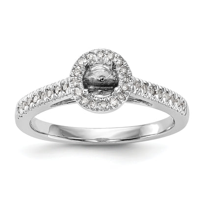 14K White Gold Round Simulated Diamond Halo Engagement Ring