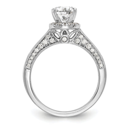 14K White Gold Round Simulated Diamond Halo Engagement Ring