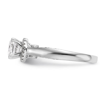 14K White Gold Round Simulated Diamond Halo Engagement Ring