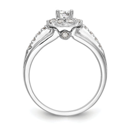 14K White Gold Round Simulated Diamond Halo Engagement Ring