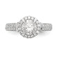 14K White Gold Round Simulated Diamond Halo Engagement Ring