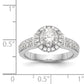 14K White Gold Round Simulated Diamond Halo Engagement Ring