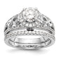 14K White Gold Round Simulated Diamond Halo Engagement Ring