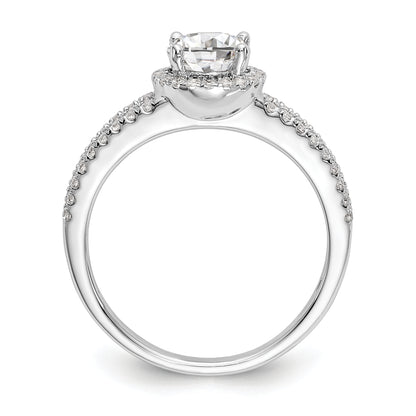 14K White Gold Round Simulated Diamond Halo Engagement Ring