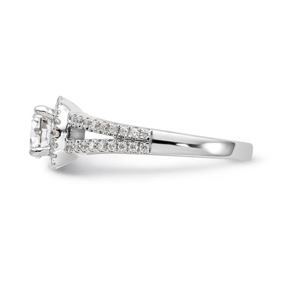 14K White Gold Round Simulated Diamond Halo Engagement Ring