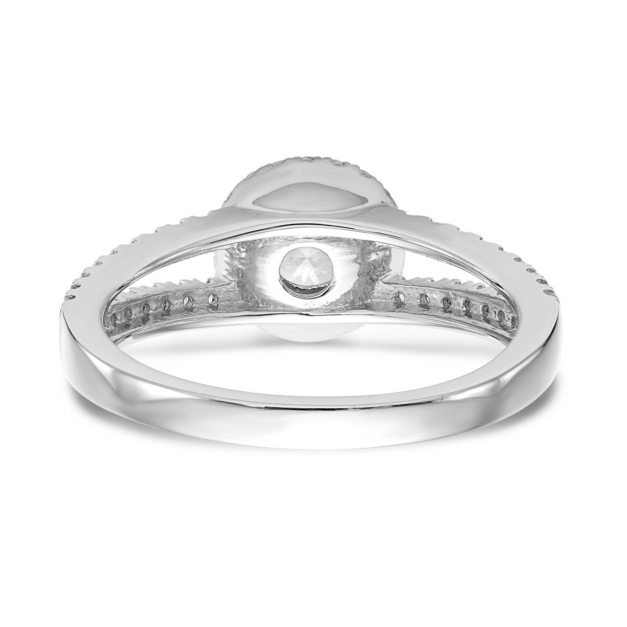 14K White Gold Round Simulated Diamond Halo Engagement Ring