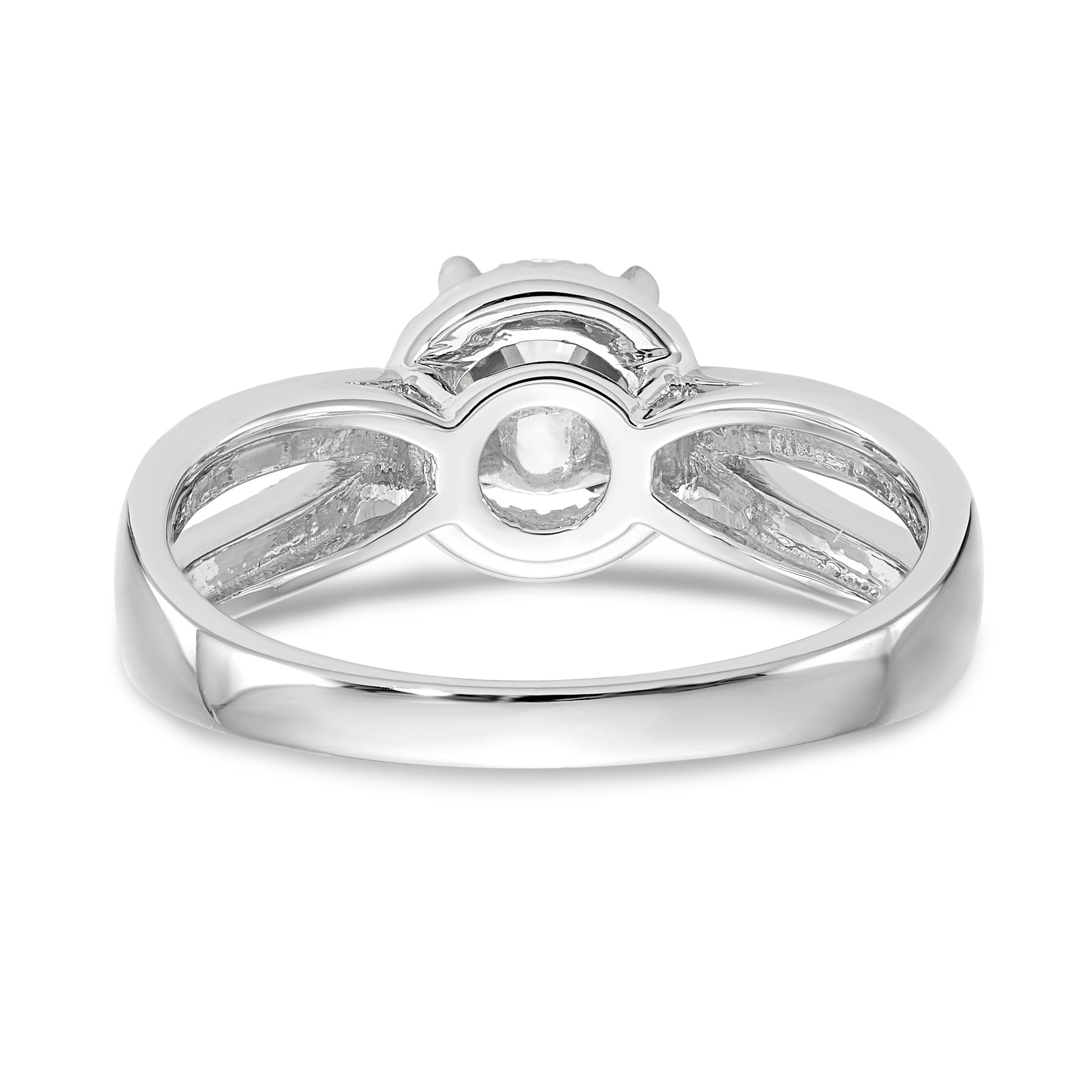 14KW Peg Set Simulated Diamond Round Halo Engagement Ring