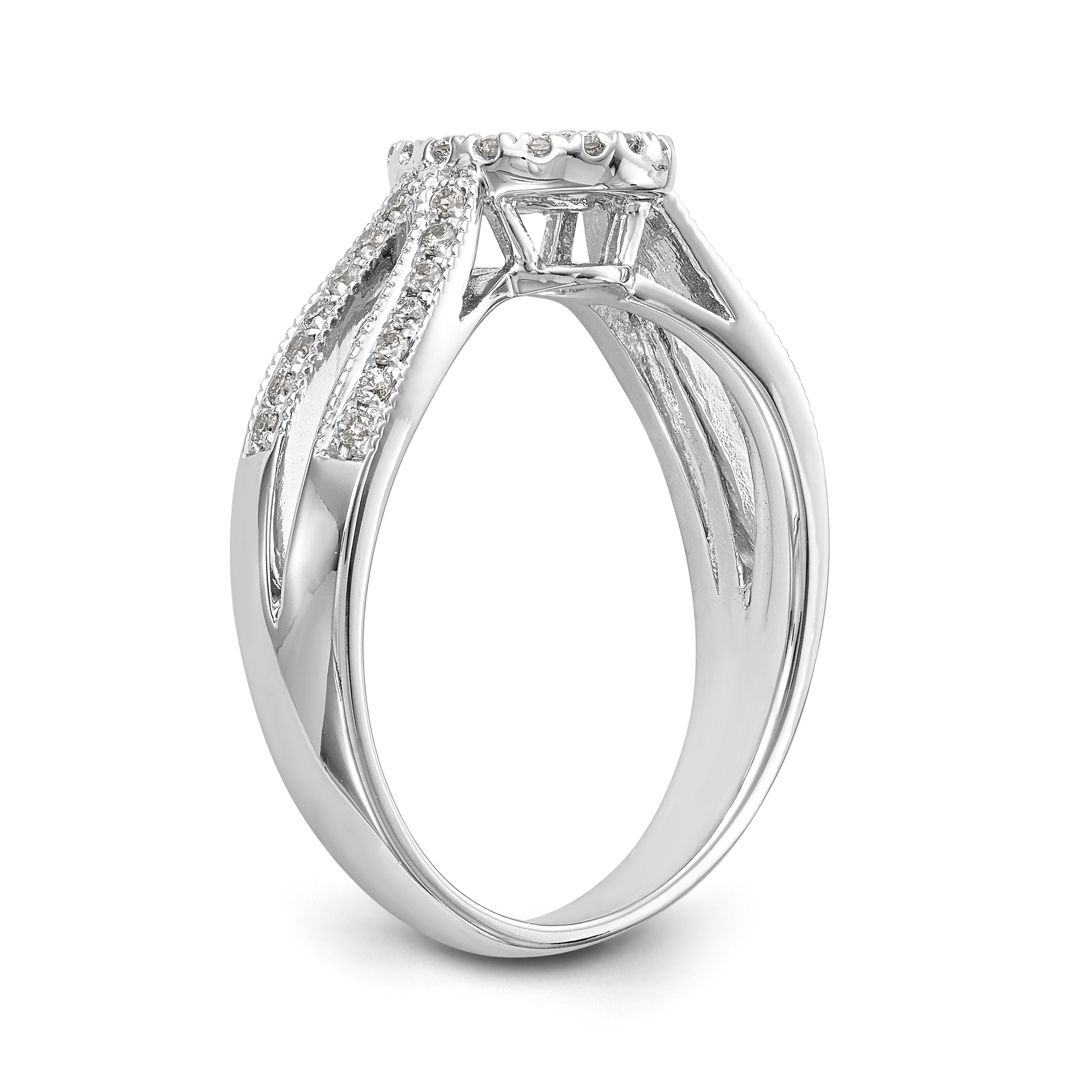 14KW Peg Set Simulated Diamond Round Halo Engagement Ring