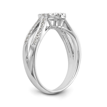 14KW Peg Set Simulated Diamond Round Halo Engagement Ring