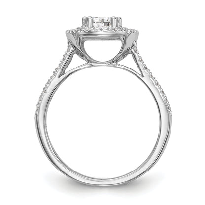 14K White Gold Round Simulated Diamond Halo Engagement Ring
